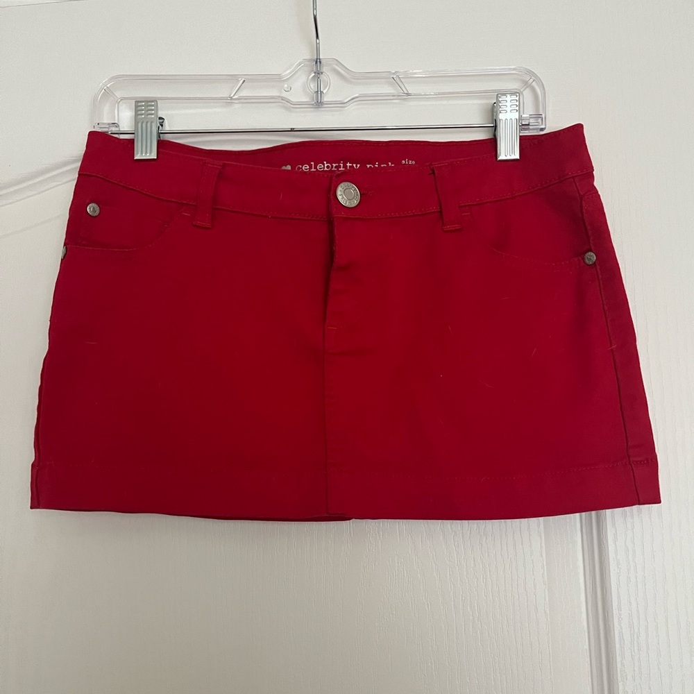 Red Denim Mini Skirt